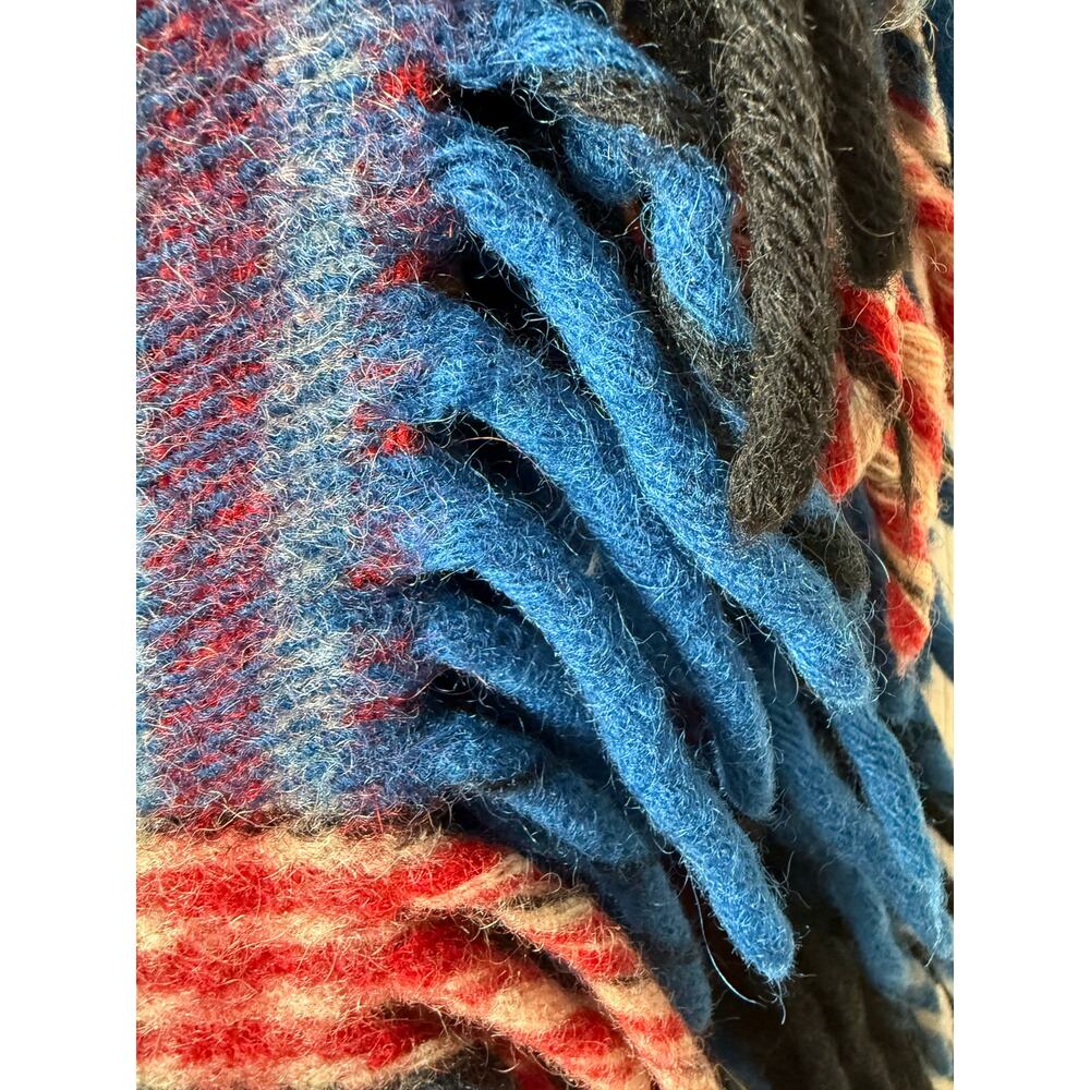 Wool Of The West Vintage Throw Plaid Virgin Wool Blanket Fringe 55 x 60 Cabin - Picture 3 of 4